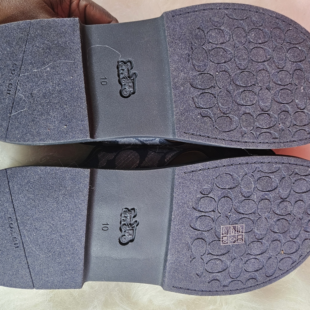 NWOT Coach Fraser Chambray Signature Jacquard Sandal Navy Size 10 - Picture 3 of 8